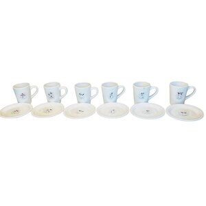 Williams-Sonoma Set Of 6 Snowman Christmas Mugs & Dessert Plates 2003 Vintage